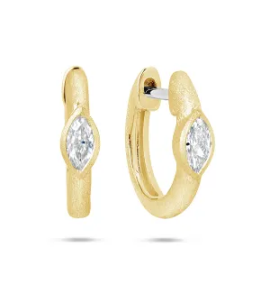 Diamond Marquise Bezel Huggie Earring