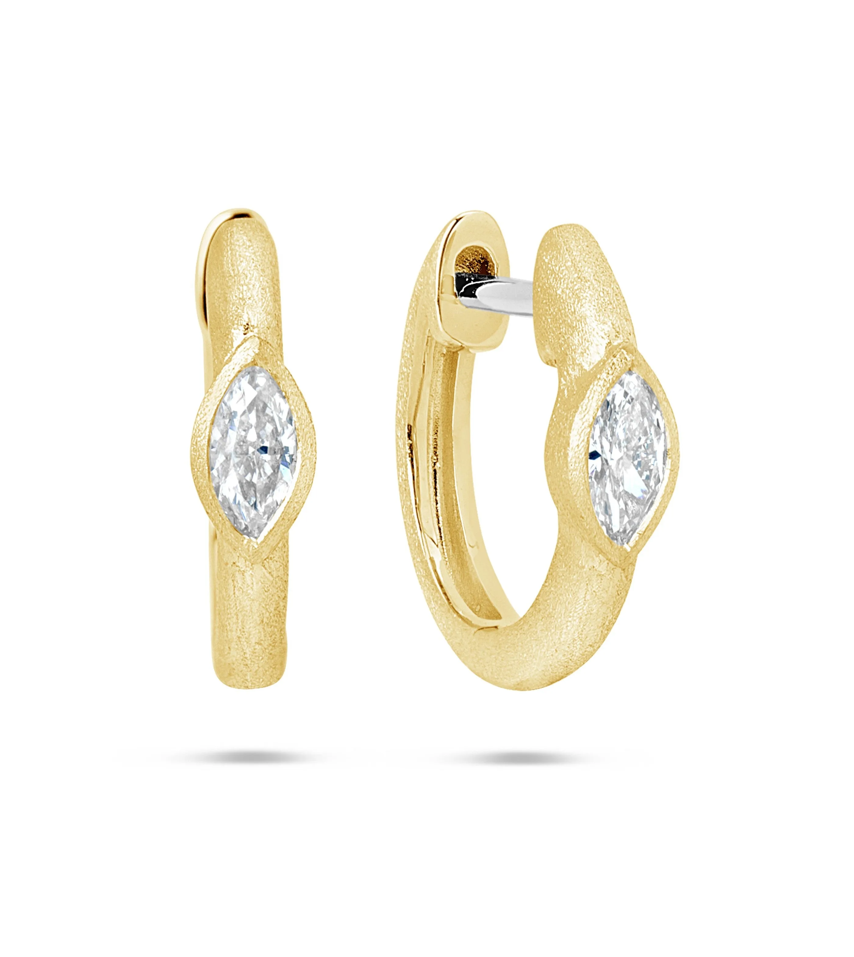 Diamond Marquise Bezel Huggie Earring