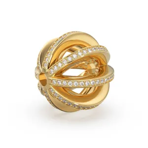 Diamond Pave Setting Hollow Bead / 14k 18k Solid Gold Real Diamond Beads / Diamond Gold Spacer / Handmade Skeleton Diamond 18mm Beads