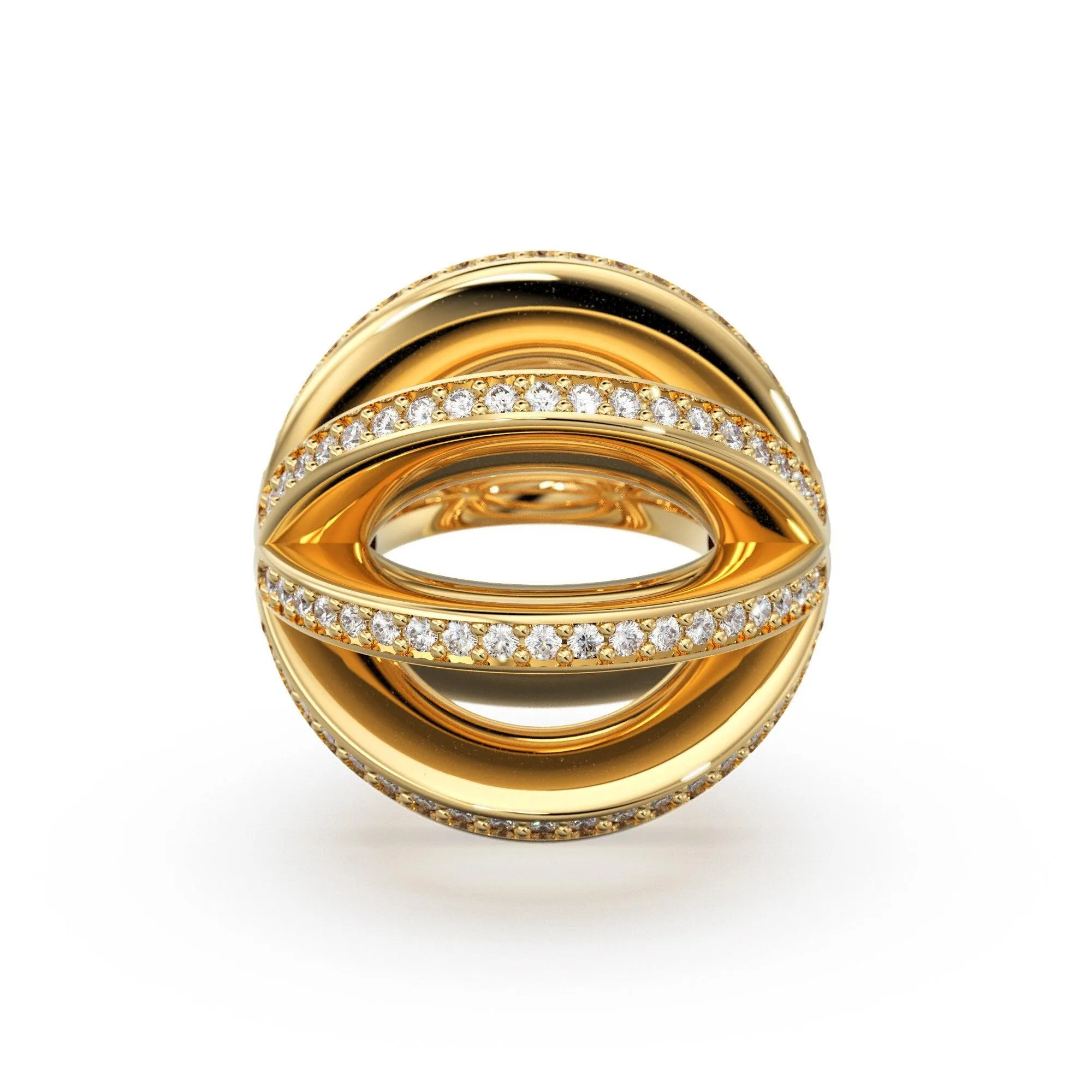 Diamond Pave Setting Hollow Bead / 14k 18k Solid Gold Real Diamond Beads / Diamond Gold Spacer / Handmade Skeleton Diamond 18mm Beads