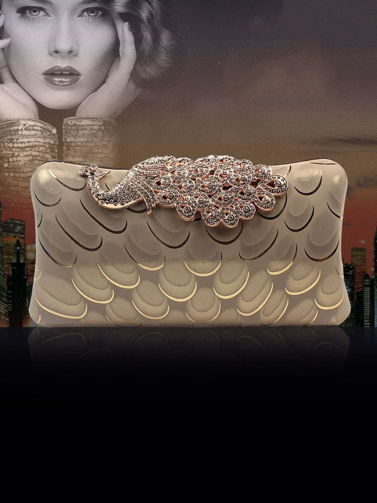 Diamond Peacock PU Banquet Clutch