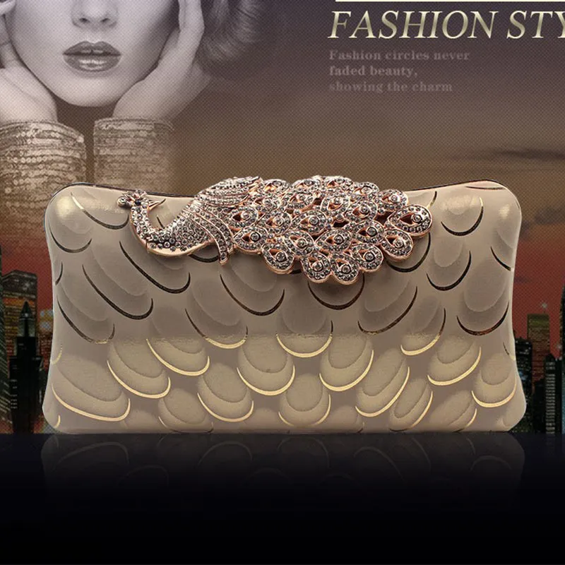 Diamond Peacock PU Banquet Clutch