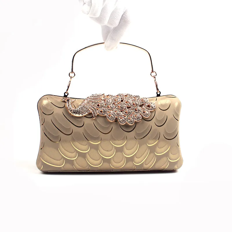 Diamond Peacock PU Banquet Clutch
