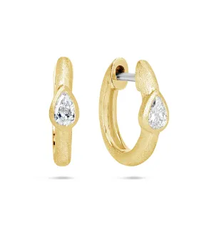 Diamond Pear Bezel Huggie Earring