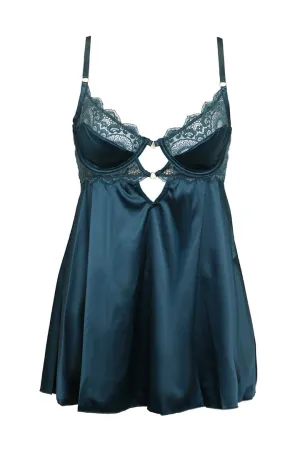Diana Satin Babydoll - Teal