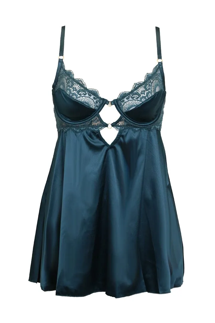 Diana Satin Babydoll - Teal