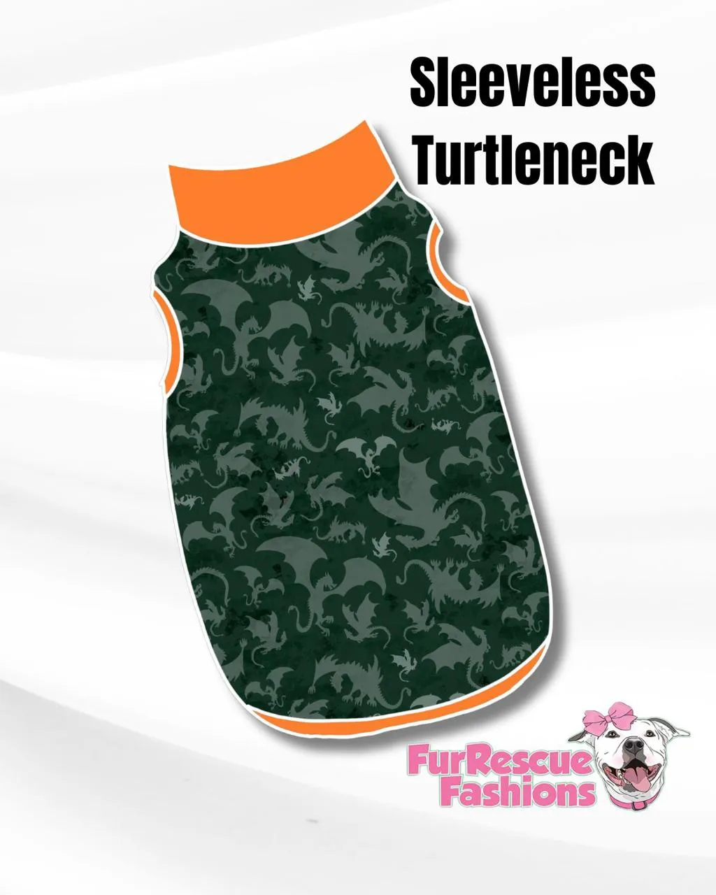 Dragons - Green Dog Pajama with Orange Trim, Neck & Sleeves