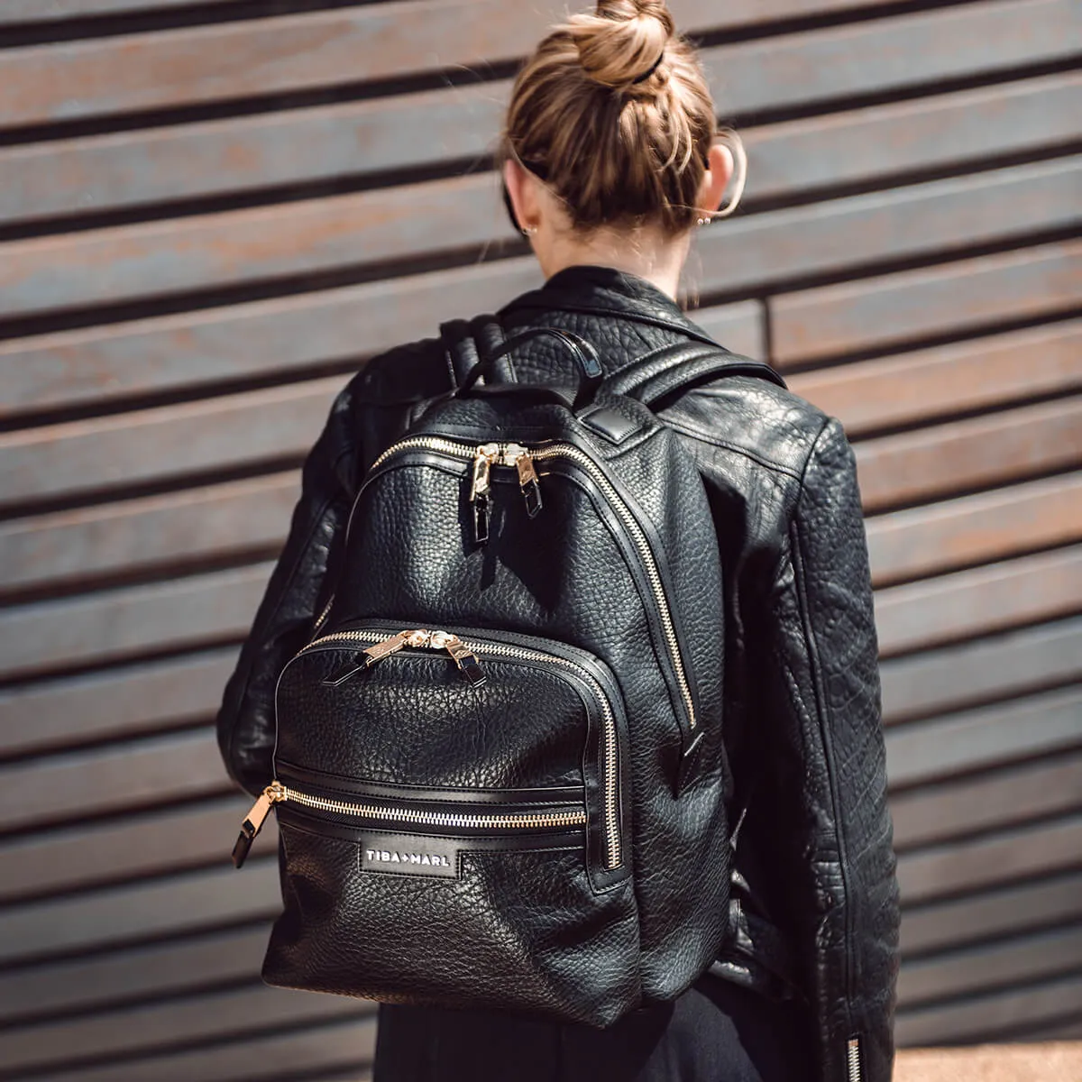 Elwood Twin Changing Backpack Veganes Leder aus recyceltem Polyurethan