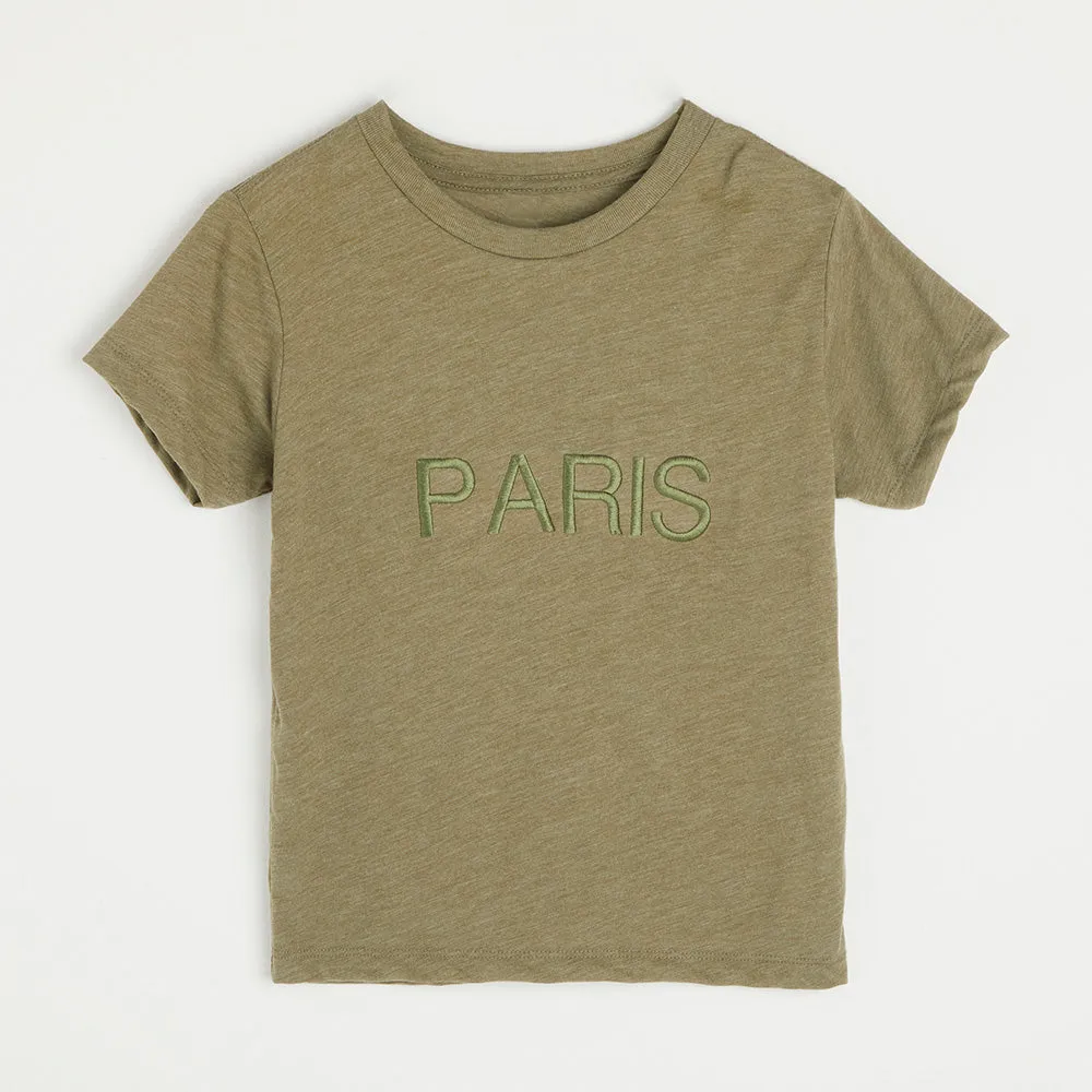 Embroidered Khaki Mono T-shirt