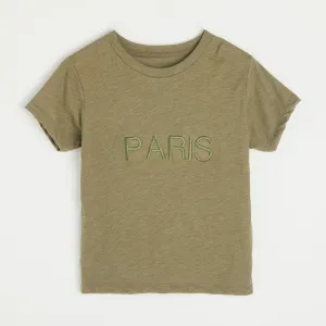 Embroidered Khaki Mono T-shirt