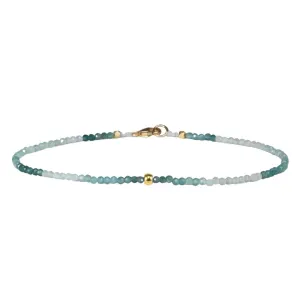 Faceted Grandidierite Beaded Bracelet with 18K High Polish Round Bead
