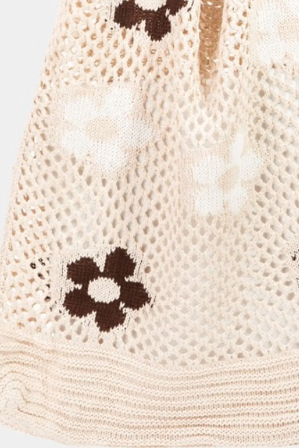 Fame Flower Pattern Knitted Tote Bag