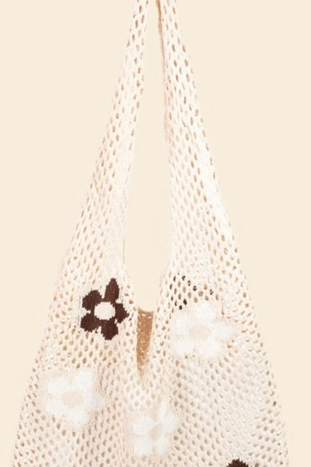 Fame Flower Pattern Knitted Tote Bag