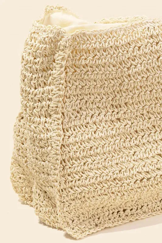 Fame Straw Knit Tote Bag