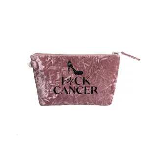 F*CK CANCER Clutch Bag- Black Glitter on Petal Pink Velvet