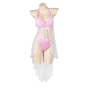 Final Fantasy VII Aerith Gainsborough Original Pink Bikini Swimsuit Swimwear Cosplay Costume Outfits