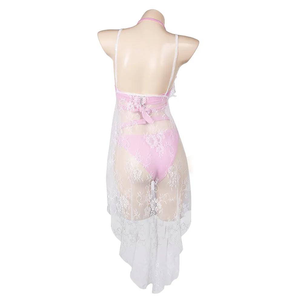 Final Fantasy VII Aerith Gainsborough Original Pink Bikini Swimsuit Swimwear Cosplay Costume Outfits