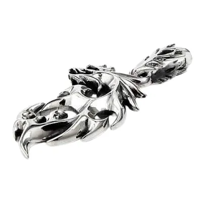 Flame Dragon Wolf Sterling Silver Men's Pendant
