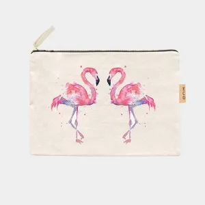 Flamingo Cotton Canvas Eco Pouch Bag