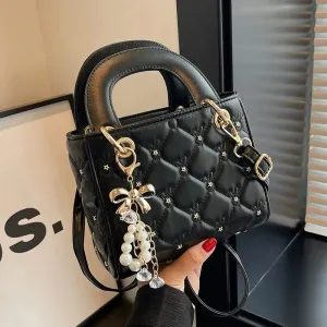 Floral Embellishments Quilted Handbag