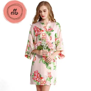 Floral Satin Robes 3026  Blush