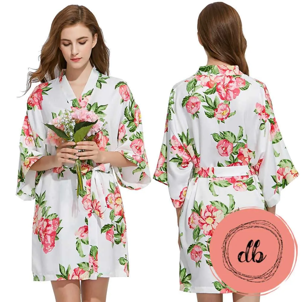 Floral Satin Robes 3026 White