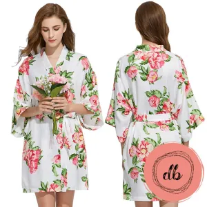 Floral Satin Robes 3026 White