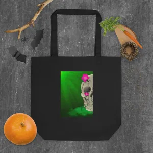 Floral Skull on Green Eco Tote Bag