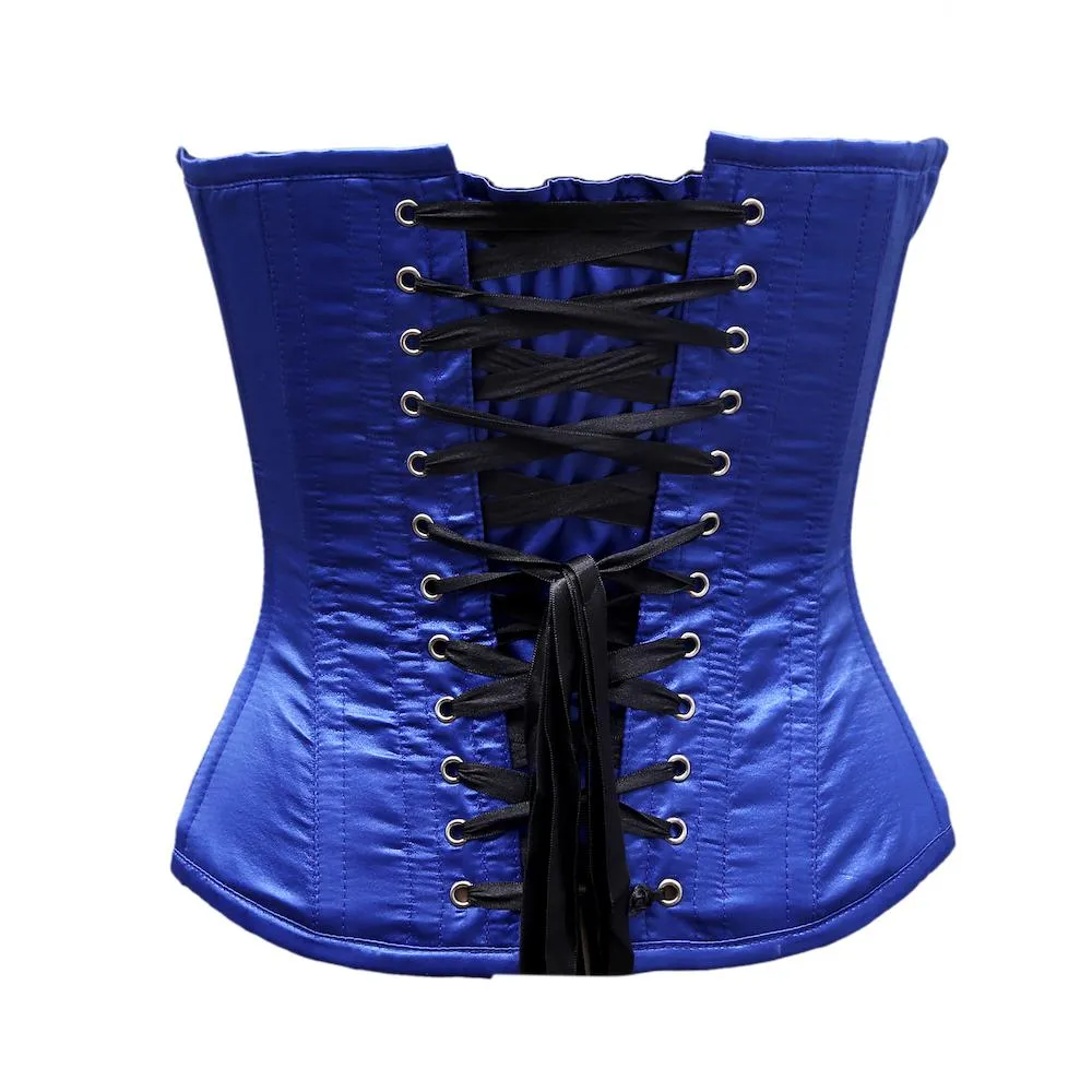 Fortner Blue Satin Satin Embroidery Overbust Corset