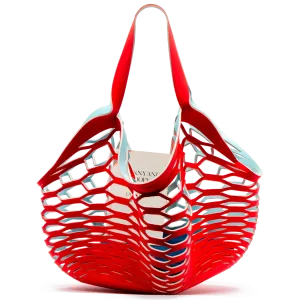 FRANCES VALENTINE LIGHT BLUE/ RED - FISHERMAN'S TOTE