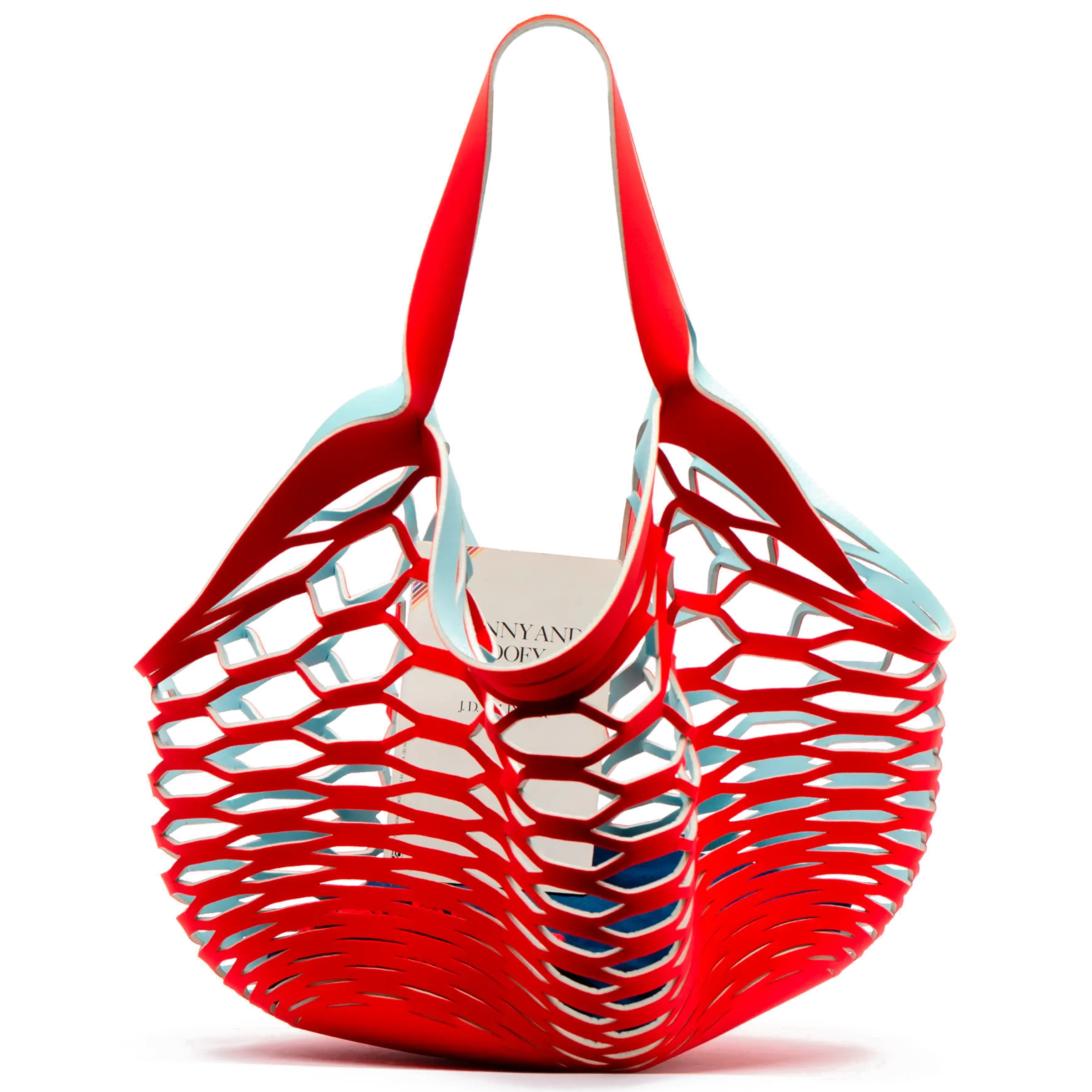 FRANCES VALENTINE LIGHT BLUE/ RED - FISHERMAN'S TOTE