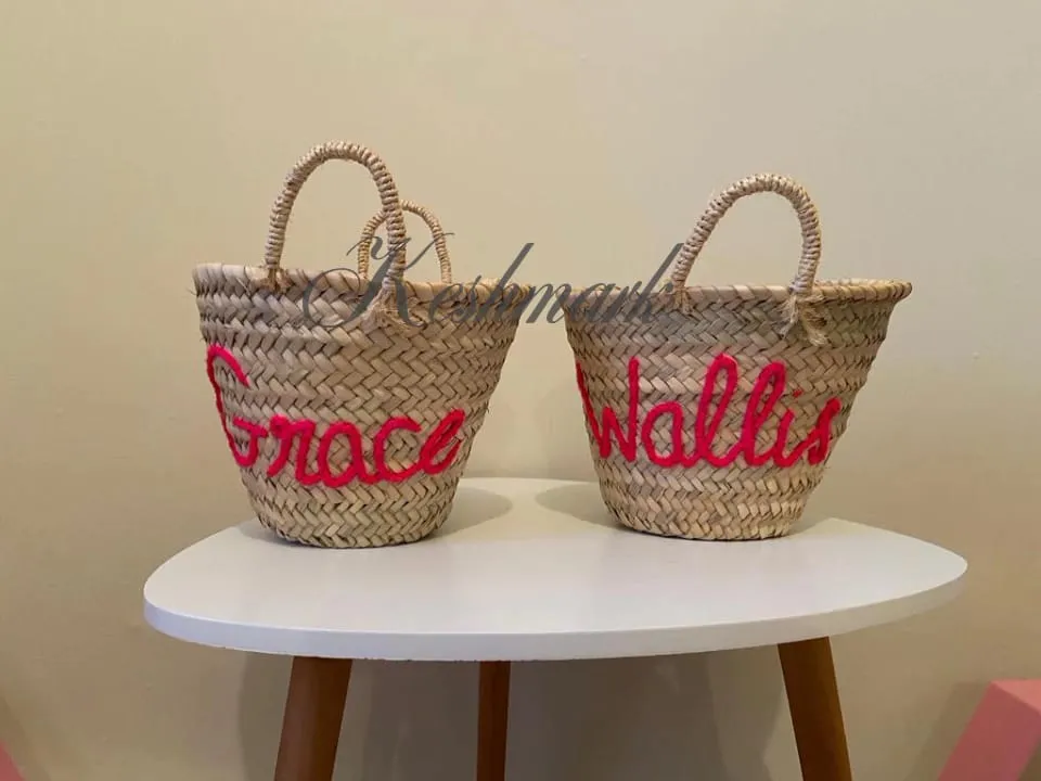 FREE TASSEL Personalized Wicker Straw Beach Bag - Custom Tote for Summer Fun