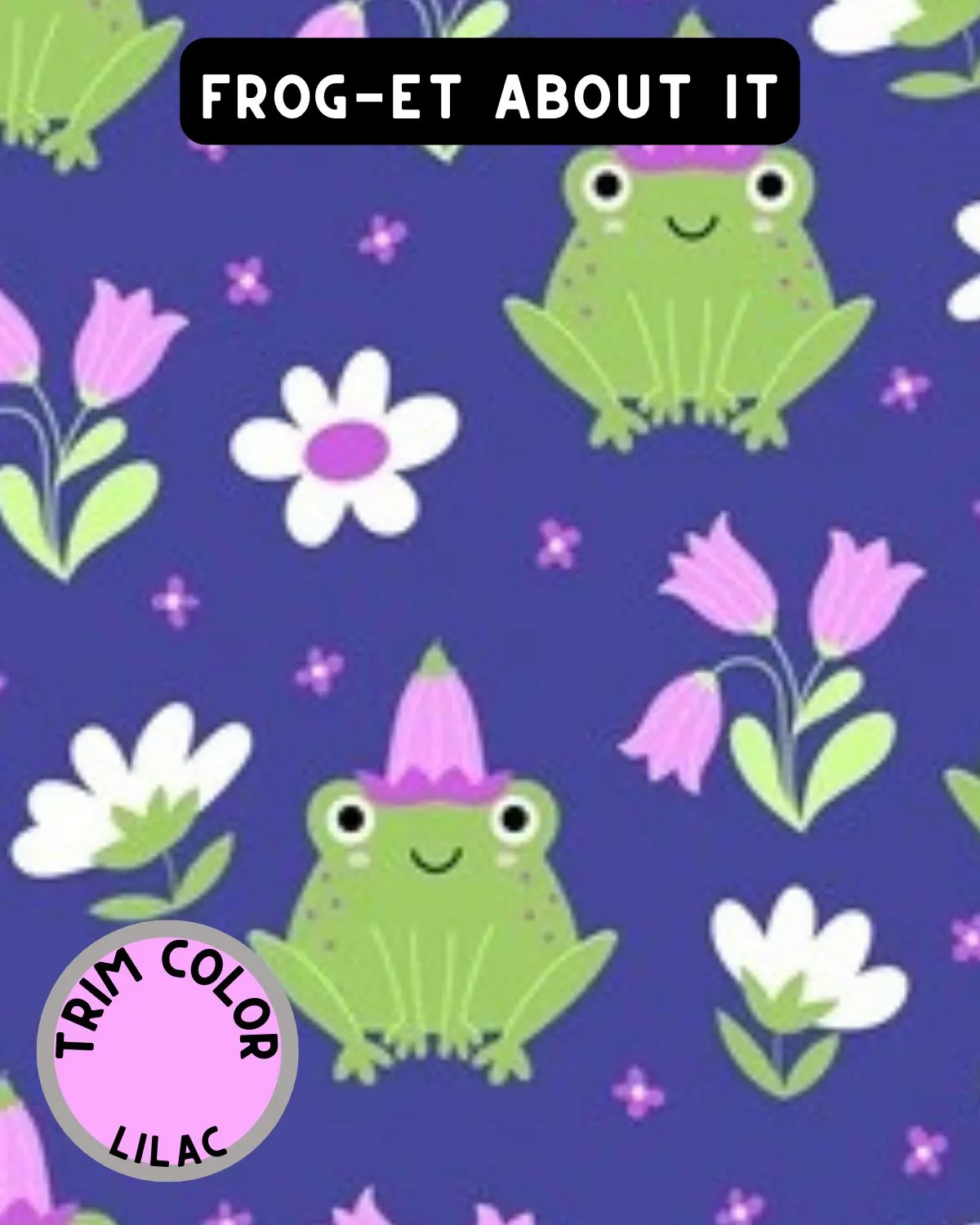 Frog-et About It - Dog Pajama with Lavender Neck & Trim/Sleeves