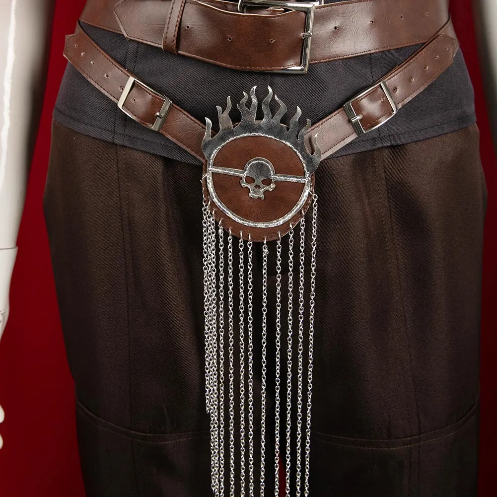 Furiosa: A Mad Max Saga Furiosa Brown Suit With Red Cape Cosplay Costume Outfits Halloween Carnival Suit