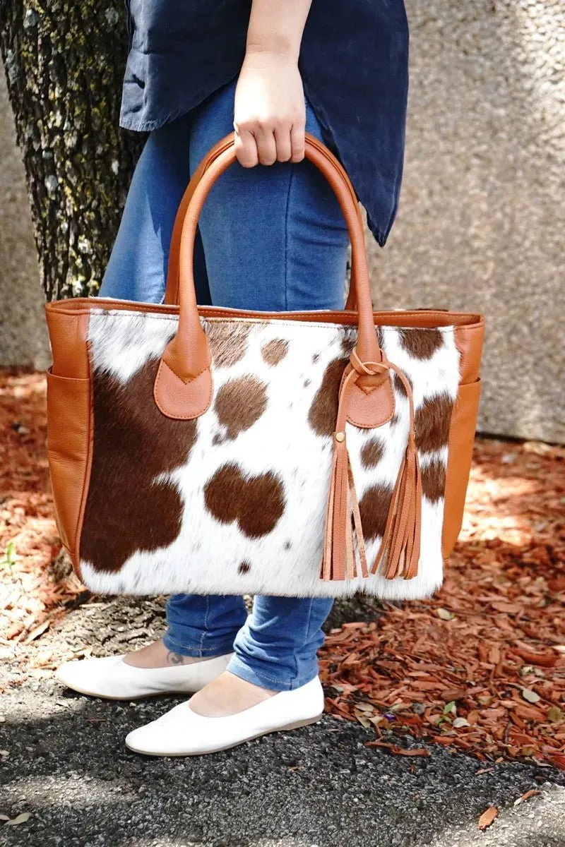 Genius leather hair on cowhide women's Tote bag