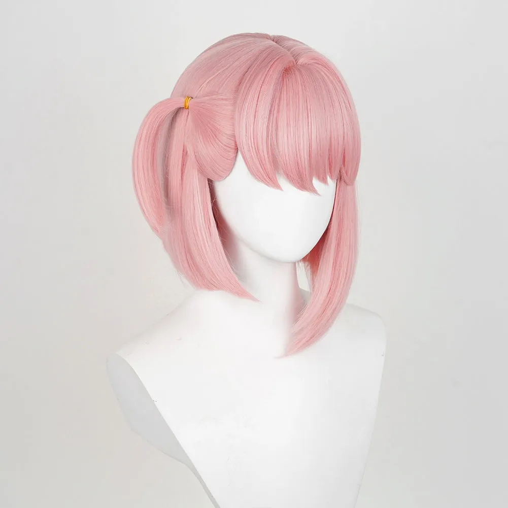 Genshin Impact Charlotte Game Character Cosplay Pink Wig Heat Resistant Synthetic Hair Props