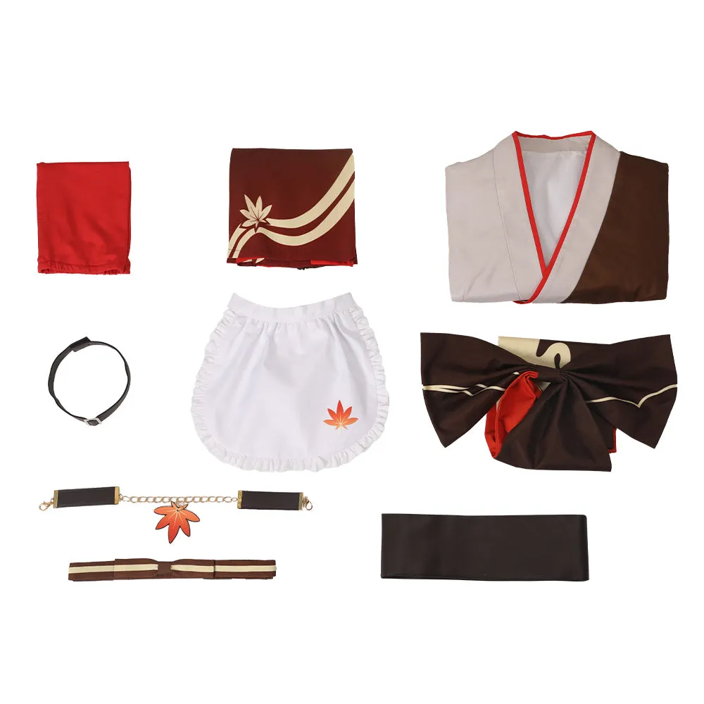 Genshin Impact Kaedehara Kazuha Cosplay Costume Kimono Maid Outfits Halloween Carnival Suit