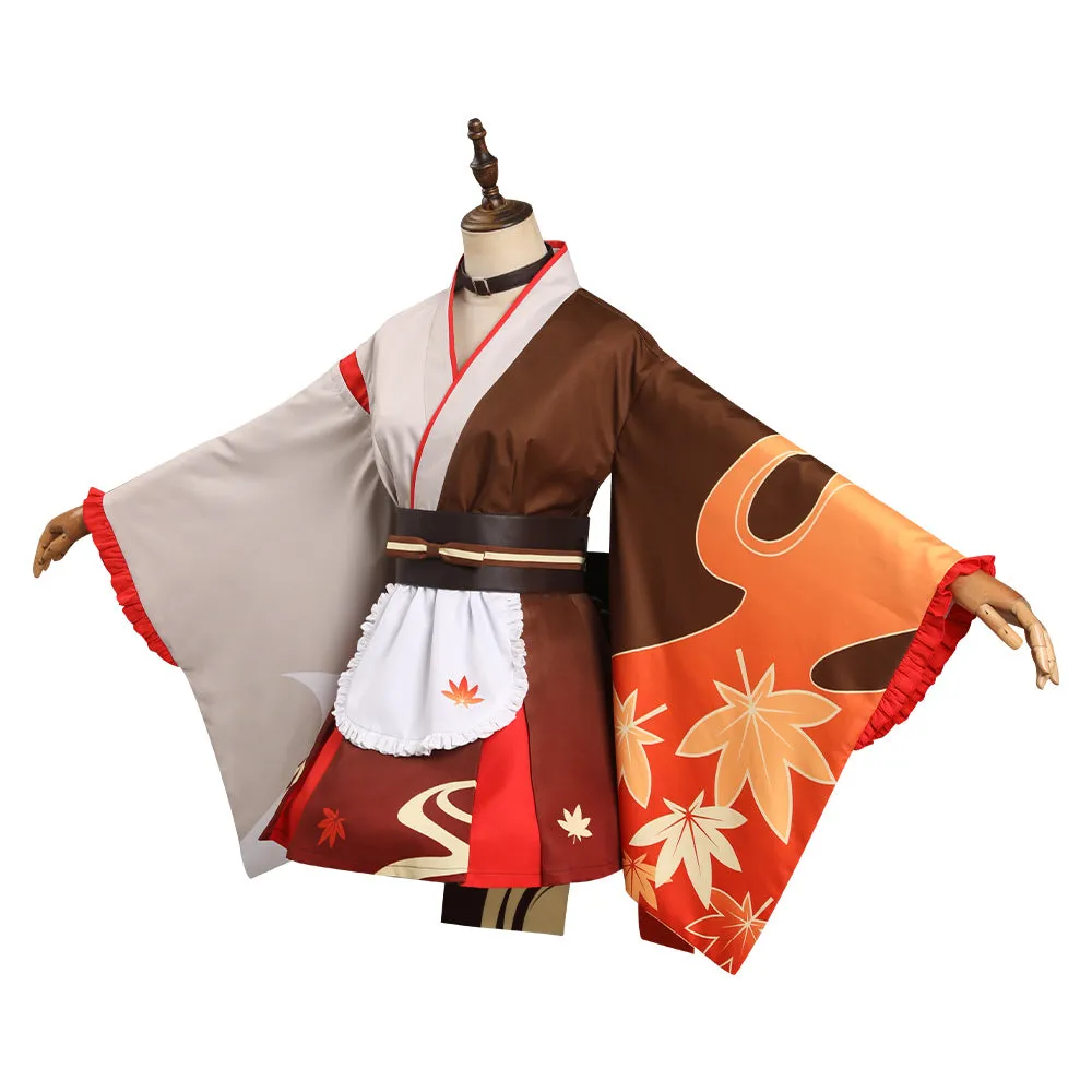 Genshin Impact Kaedehara Kazuha Cosplay Costume Kimono Maid Outfits Halloween Carnival Suit