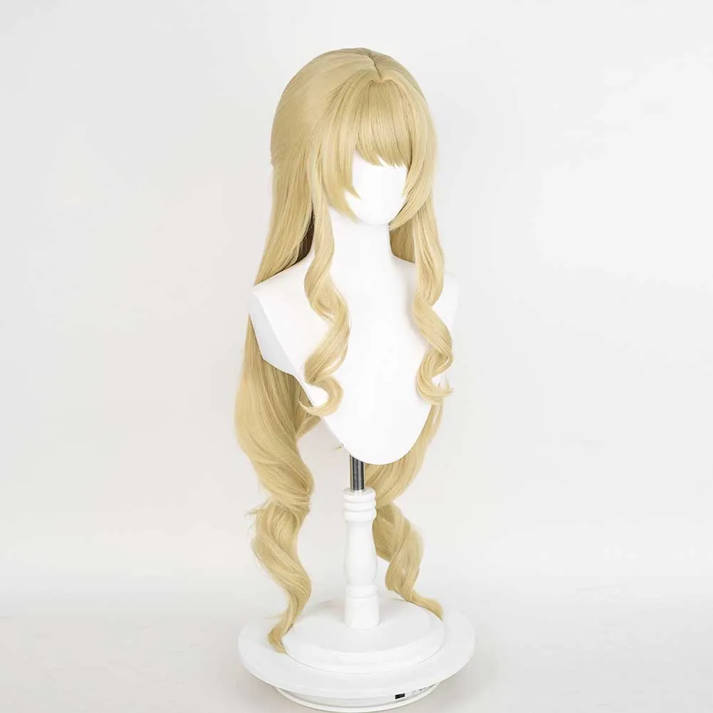Genshin Impact Navia Game Character Cosplay Gold Wig Heat Resistant Synthetic Hair Props