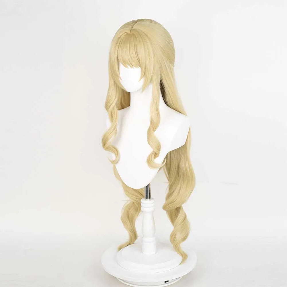 Genshin Impact Navia Game Character Cosplay Gold Wig Heat Resistant Synthetic Hair Props