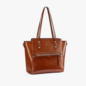Genuine Leather Tote Bag With Luggage Sleeve