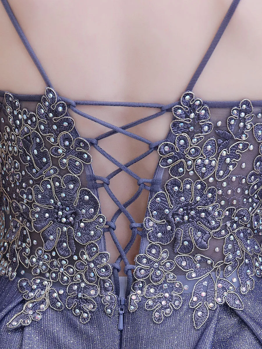 Glamorous evening dress A Line Sweetheart Neck Straps Sleeveless Metallic Gradient Color Floor Length Formal Party Dresses