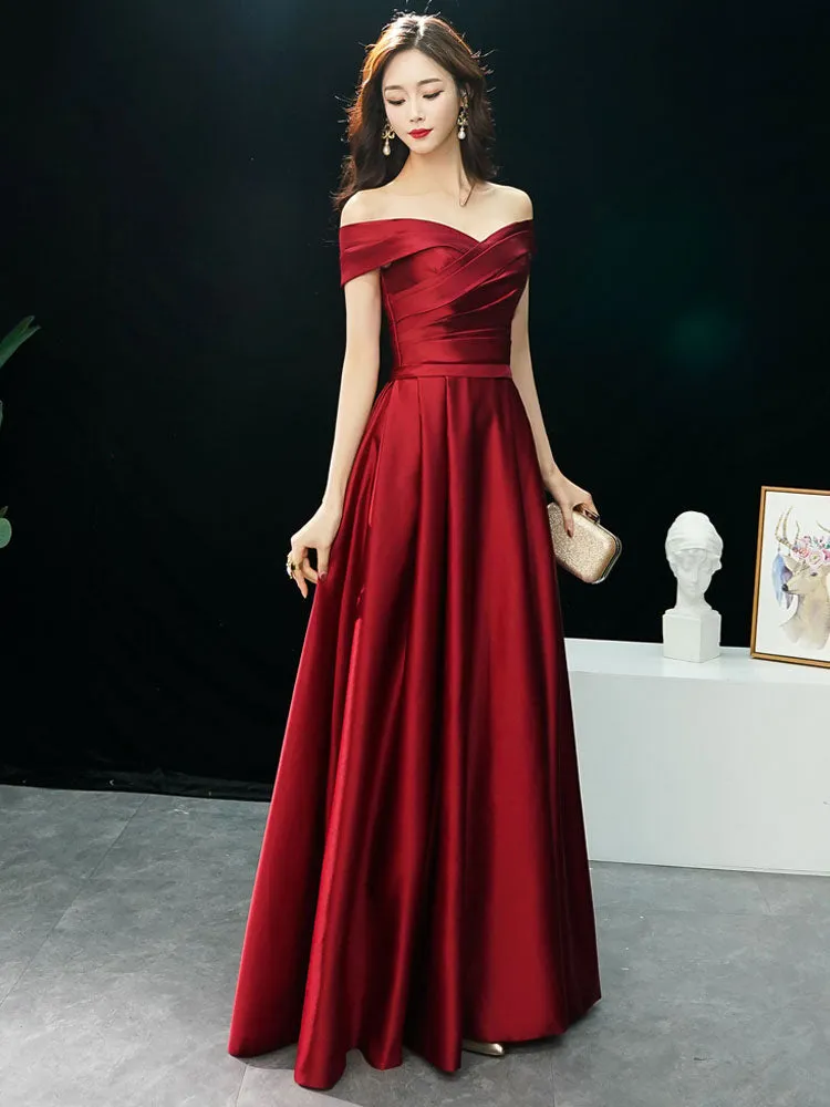 Glamorous Evening Dresses Off The Shoulder evening dress Long Satin Maxi Dresses