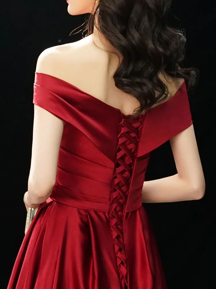 Glamorous Evening Dresses Off The Shoulder evening dress Long Satin Maxi Dresses