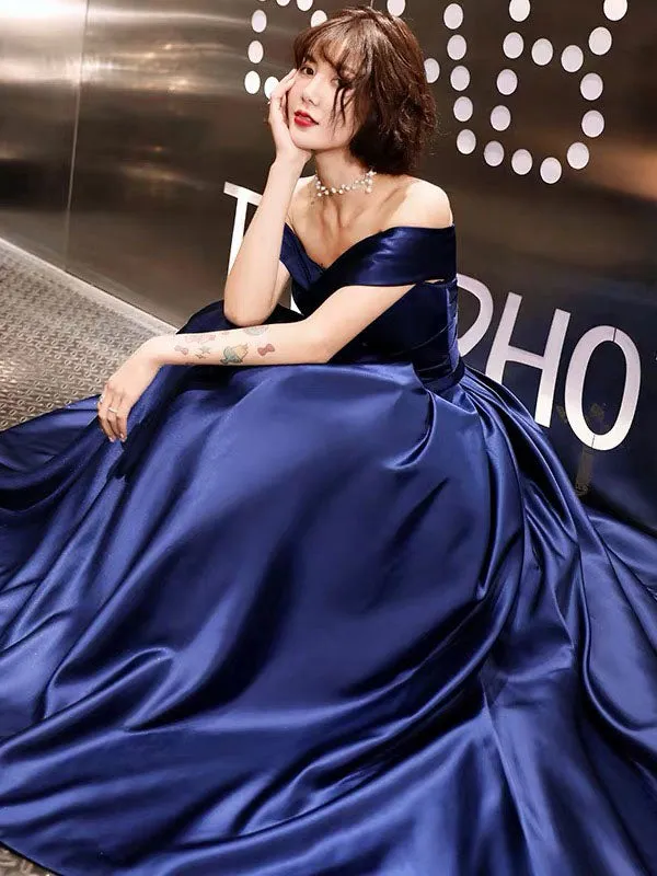 Glamorous Evening Dresses Off The Shoulder evening dress Long Satin Maxi Dresses