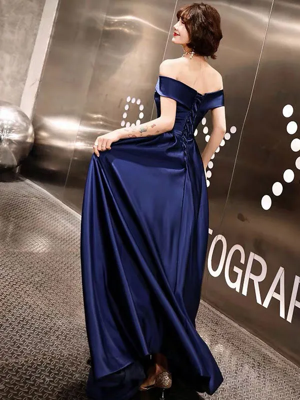 Glamorous Evening Dresses Off The Shoulder evening dress Long Satin Maxi Dresses