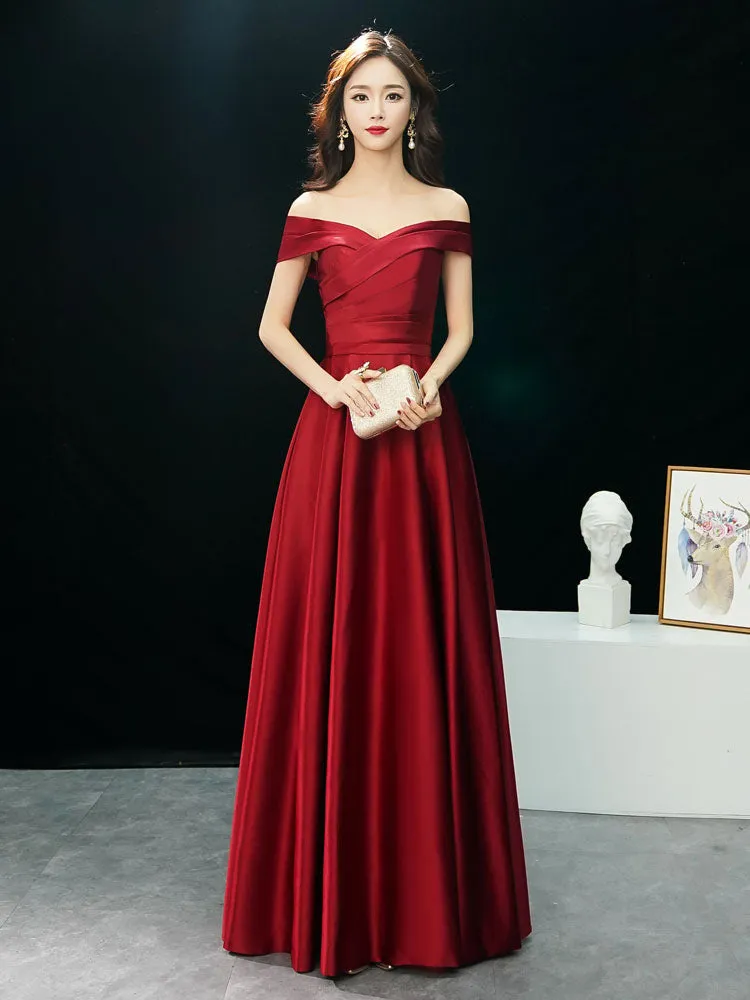 Glamorous Evening Dresses Off The Shoulder evening dress Long Satin Maxi Dresses