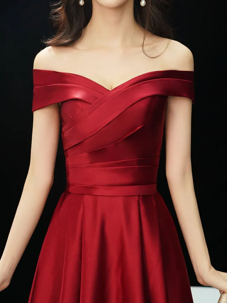Glamorous Evening Dresses Off The Shoulder evening dress Long Satin Maxi Dresses