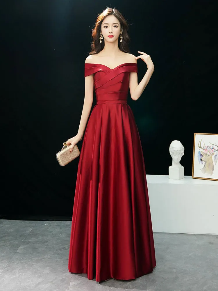 Glamorous Evening Dresses Off The Shoulder evening dress Long Satin Maxi Dresses