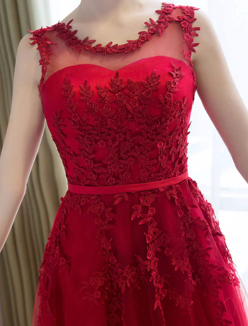 Glamorous Long Evening Dresses Lace Cameo Pink Party Dress A Line Applique Tulle Maxi Formal Dress